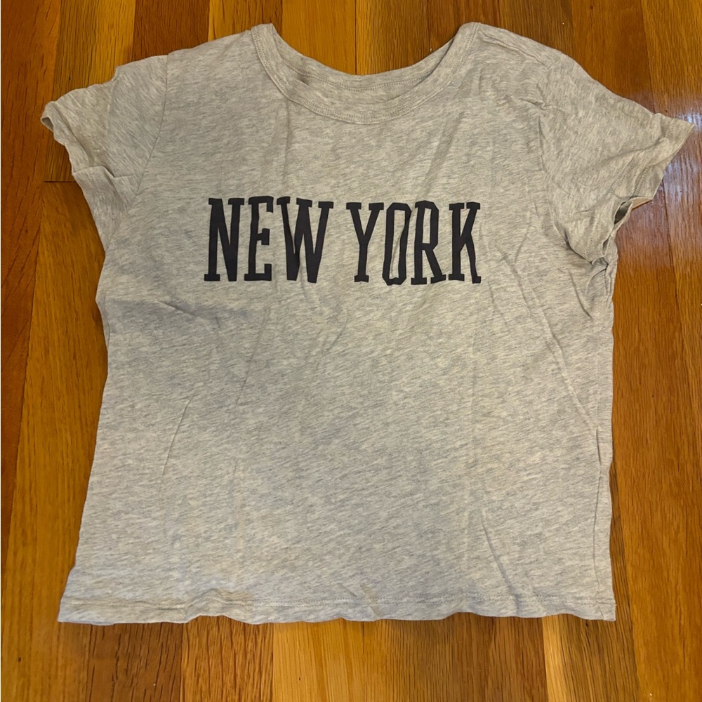 Hollister Gray Crop T-Shirt with New York Graphic
